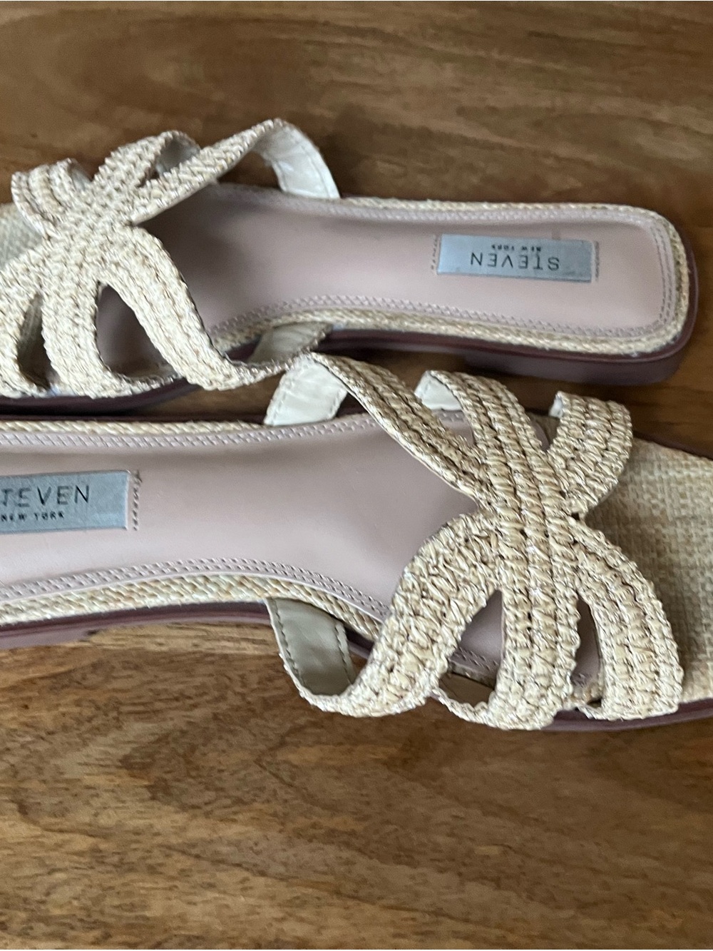 Steve Madden Beige Braided Slide Sandals - Picture 3 of 5